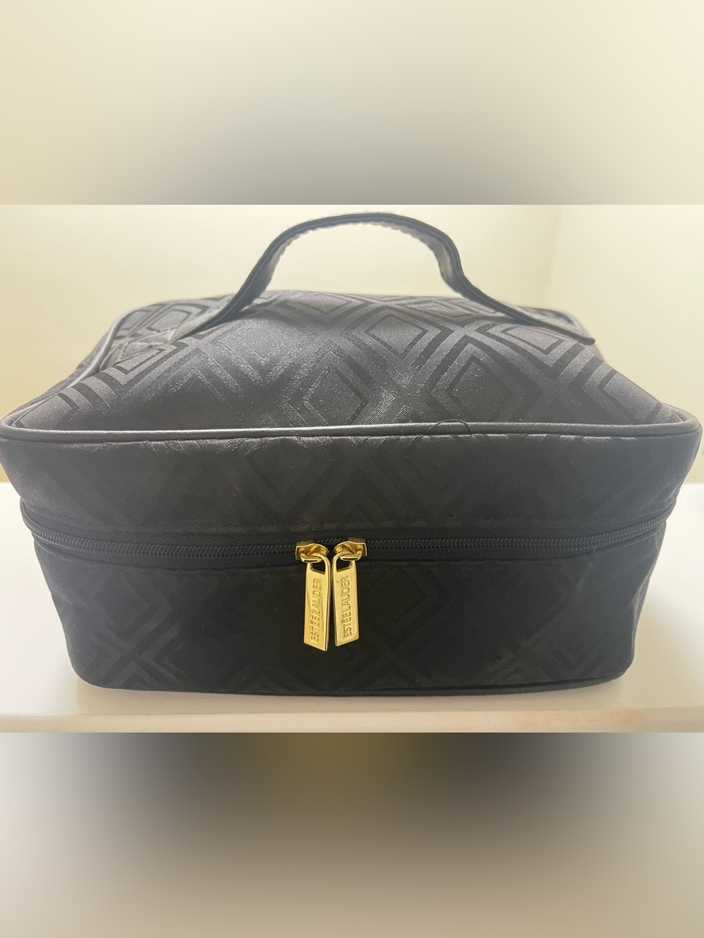 Estee Lauder Black Cosmetic Case with Gold Zipper Pulls
